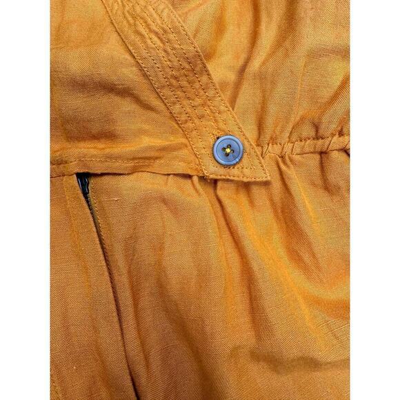 Anthropologie Maeve Luana Linen Romper Size 14 Mustard Yellow - Picture 10 of 11